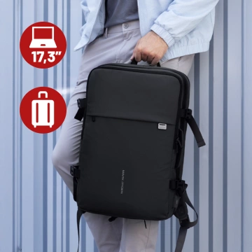 Batoh na notebook Mark Ryden 17,3", USB port, vodotesný, minimalistický a priestranný 37 l, pohodlný, rozšíriteľný s otváraním o 180°, 48 × 31 × 14-25 - čierny