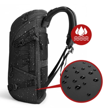 Bange wasserdichter Rucksack für 15,6-Zoll-Laptop, Stadtreisender, 45 x 30 x 16 cm, für Arbeit, Flugzeug, Herren, Damen, mit USB-Anschluss Schwarz