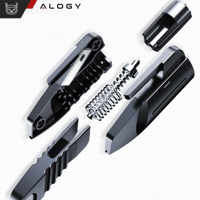 Alogy 2in1 Autosicherheitshammer, Fensterbrecher, Sicherheitsgurtmesser, Schwarz