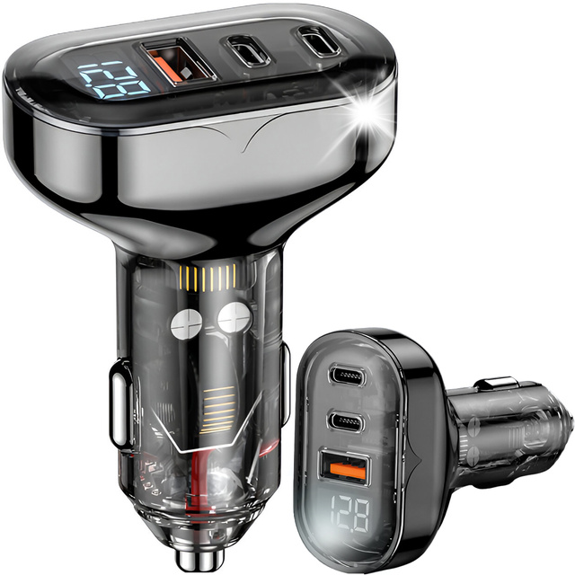 Car charger 2x USB-C C PD 36W USB QC 3.0 LED fast for the phone, powerful 72W Alogy black Case