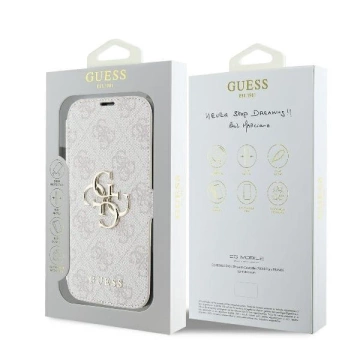 Guess 4G Metal Logo Book Case iPhone 16 Pro Max – Pink ze standem