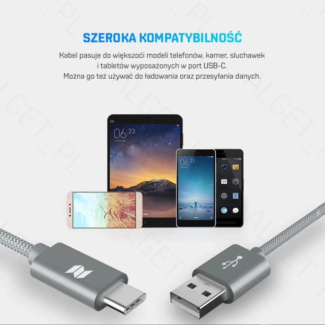 ROCK SPACE C2 USB-C Nylonový kabel typu C 2m 1,5A