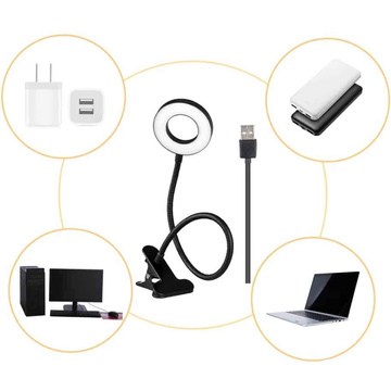 Lampe flexibler Ring Lampe Alogy Clipring für Schreibtisch flexible Universalfernbedienung USB Schwarz