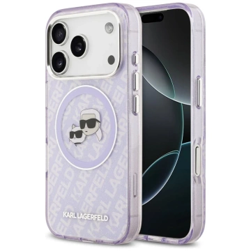 Etui Ochronne do iPhone 17 Pro Max Karl Lagerfeld IML Glitter K&C MagSafe Fioletowy