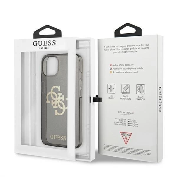 Guess GUHCP13SPCUGL4GBK iPhone 13 mini 5,4" černé/černé pevné pouzdro Glitter 4G Big Logo