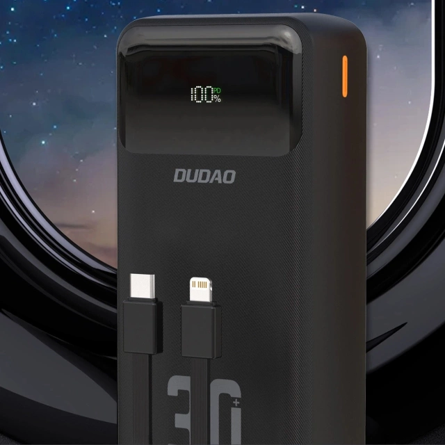 Powerbank Dudao K15MAX 30000mAh PD 22.5W z kablami Czarny