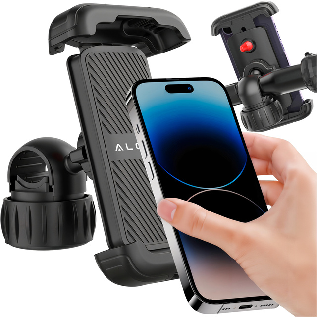 Bike Phone Holder 4.7-6.8" for Phone Bike Handlebar for Bike Motorcycle Adjustable Alogy Sport Black