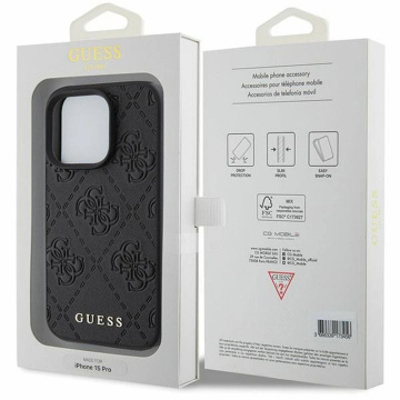 Original GUESS Hardcase GUHCP15LP4EPMK Case for iPhone 15 PRO (Quilted 4G Classic / black)