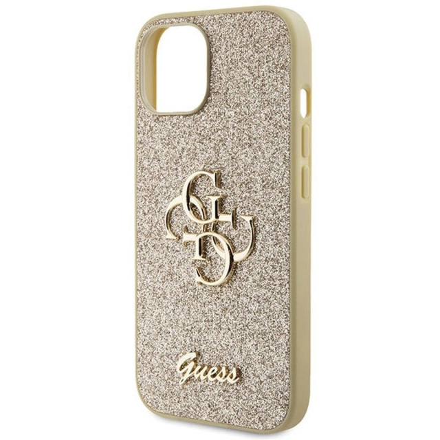 Original GUESS Hardcase GUHCP15SHG4SGD Case for iPhone 15 (Fixed Glitter Big 4G / gold)