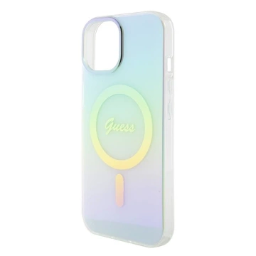 Etui Guess GUHMP15SHITSQ pro iPhone 15 6,1" turkusově/tyrkysové pevné pouzdro IML Iridescent MagSafe