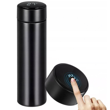 Termální hrnek termoska Smart Bottle LED Láhev na vodu 500ml Černý Mycí kartáč