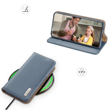 Dux Ducis Hivo Leather Flip Cover Genuine Leather Card &amp; Document Wallet Samsung Galaxy S22 (S22 Plus) Blue