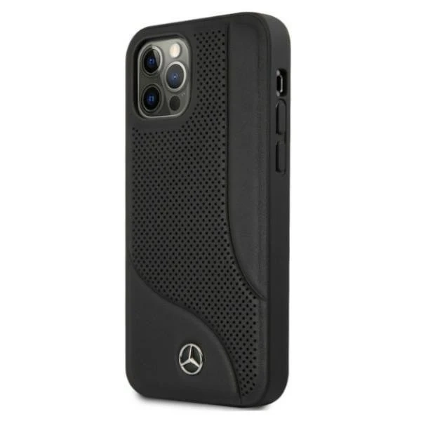 Mercedes MEHCP12MCDOBK protective case for Apple iPhone 12 / 12 Pro 6.1" black/black hardcase Leather Perforated Area