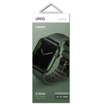 Pasek UNIQ Linus do Apple Watch Series 4/5/6/7/8/SE/SE2/Ultra 42/44/45mm Airosoft Silikón zielony/machovo zelená