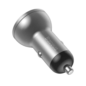Baseus autonabíjačka s displejom, 2x USB, 4,8A, 24W (strieborná)