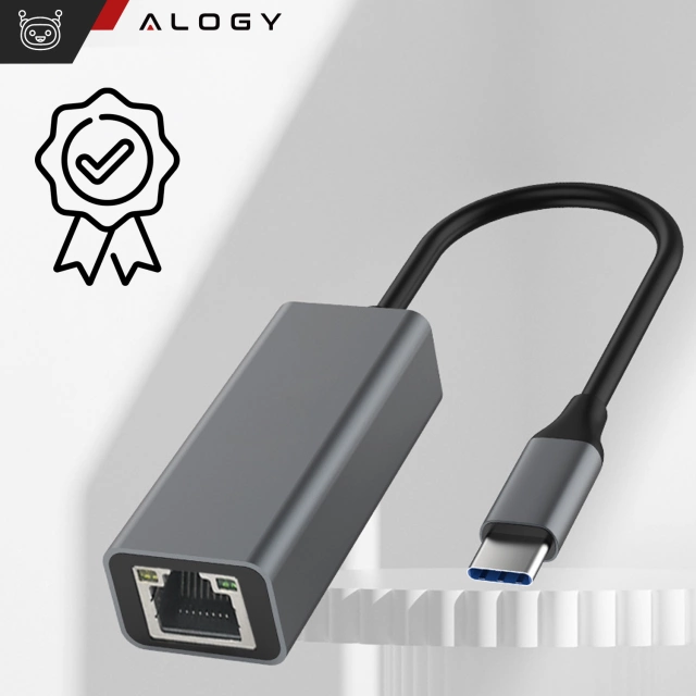 Адаптер USB-C до Ethernet, адаптер Alogy LAN RJ45 GIGABIT 1000MBPS чорний