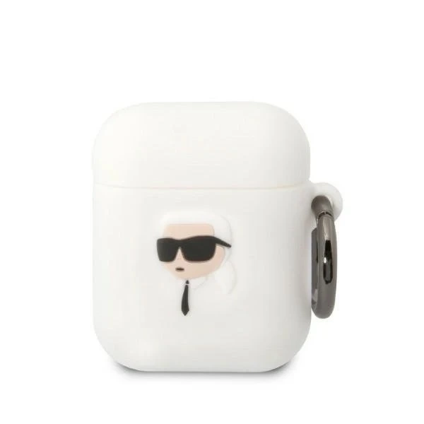 Ochranné pouzdro na sluchátka Karl Lagerfeld pro AirPods 1/2 kryt bílý/bílý Silikon Karl Head 3D