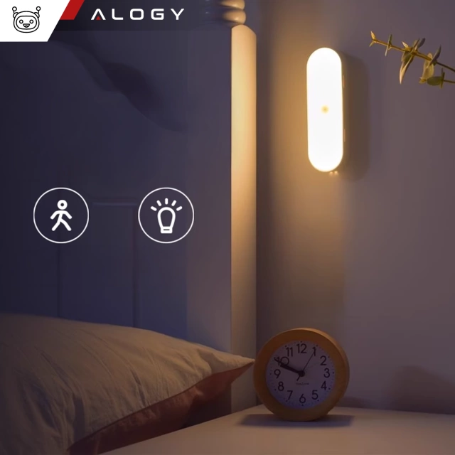 Alogy Sensor Lamp Nachttischlampe mit Bewegungssensor, 14 cm, magnetische Schreibtischlampe, weiß