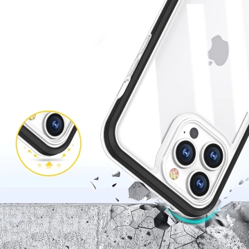Clear 3in1 case for iPhone 13 Pro Max gel cover with frame black