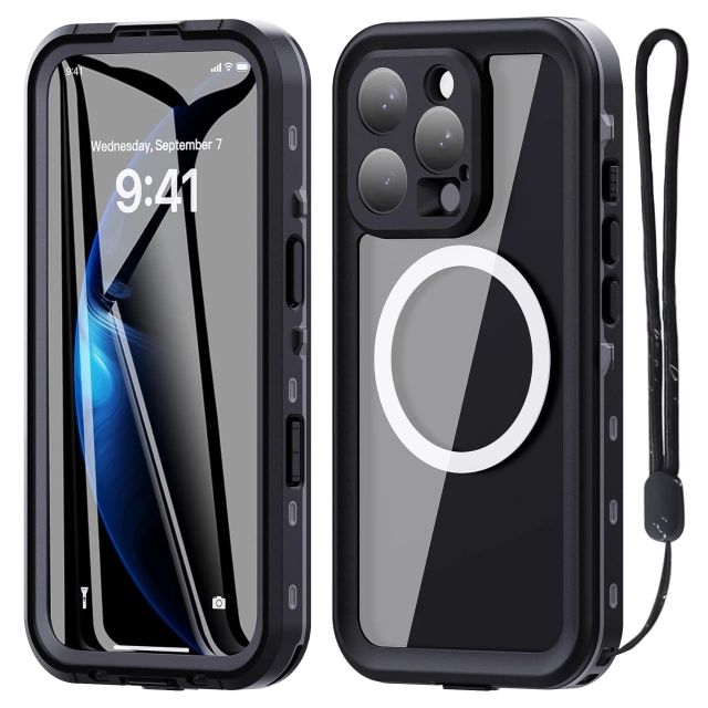 Alogy HydroArmor™ IP68 Waterproof Case with Clear Back 360 MagSafe Armor Case for Apple iPhone 16 Pro