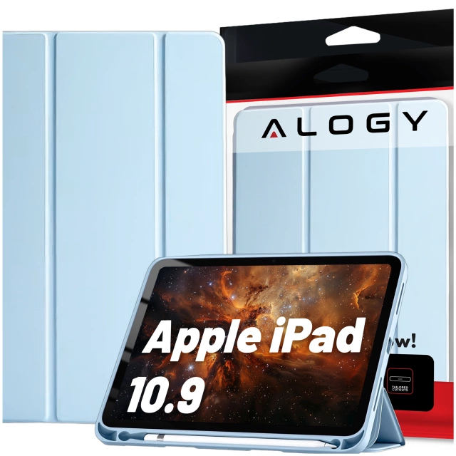 Sklenené puzdro pre Apple iPad 10. generácie. 10,9" puzdro na tablet 2022 Alogy Smart Case držiak na ceruzku modrý