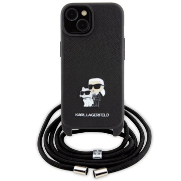 Etui Karl Lagerfeld KLHCP15SSAKCPSK für iPhone 15 6,1" Hardcase Czarny/Black Crossbody Saffiano Metal Pin Karl
