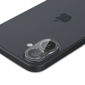Tempered Glass Camera Protector Spigen Optik.Tr "EZ FIT" Camera Protector 2-PACK for Apple iPhone iPhone 16 / 16 Plus Crystal Clear