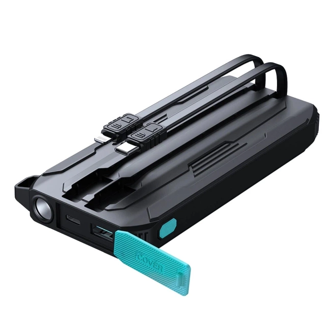 Зовнішній акумулятор Joyroom 10000mAh 22.5W з кабелями USB-C та Lightning, чорний