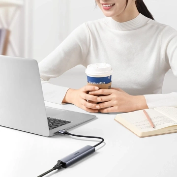 HUB UGREEN multifunkčný adaptér HUB USB 3.0 - 3 x USB / Ethernet RJ-45 / USB Typ C PD šedý (CM475)
