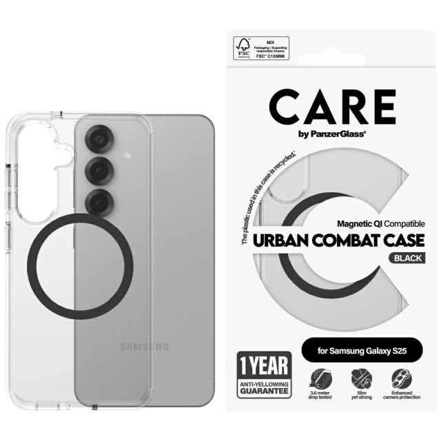 Samsung Galaxy S25 CARE by PanzerGlass Flagship Urban Combat QI Black