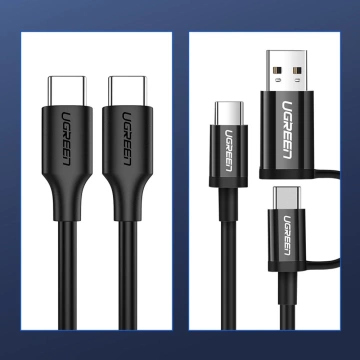 UGREEN USB typ C kabel pro nabíjení a přenos dat 3A 0,5m černý (US286)