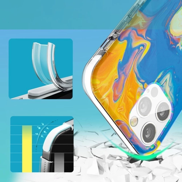 Кольоровий чохол Kingxbar Watercolor Series для iPhone 12 Pro Max жовто-блакитний