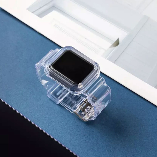 Športový náramok silikónový náramok s puzdrom na hodinky Apple Watch 1 2 3 38 mm priehľadné