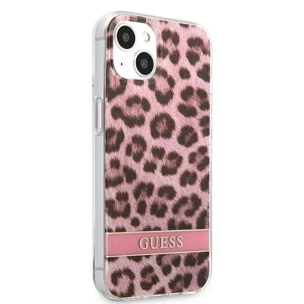 Guess GUHCP13SHSLEOP iPhone 13 mini 5,4" růžové / růžové pevné pouzdro Leopard