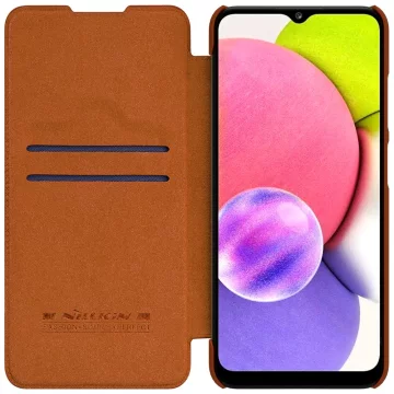 Kožené pouzdro Nillkin Qin pro Samsung Galaxy A03s červené