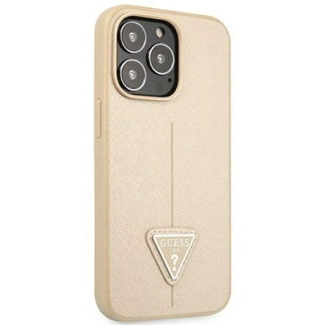 Etui Guess GUHCP14LPSATLE do Apple iPhone 14 Pro 6,1" beżowy/beige hardcase SaffianoTriangle Logo