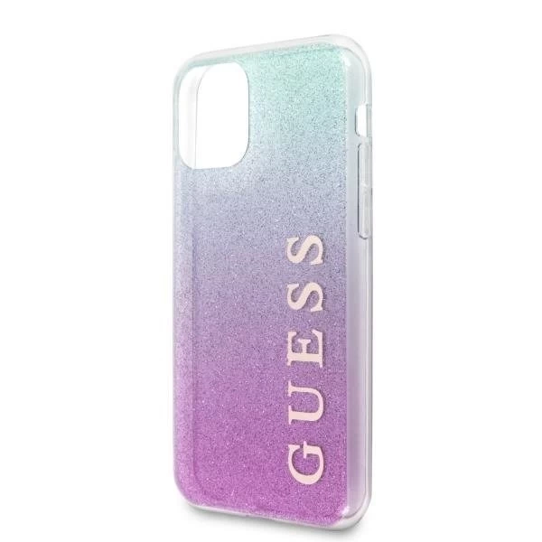 Guess GUHCN65PCUGLPBL iPhone 11 Pro Max ružovo-modrý / ružovomodrý pevný obal Glitter Gradient