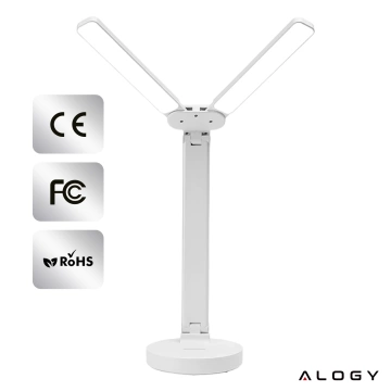 Lamp Alogy double LED desk lamp standing on the desk with a battery school draftsman White