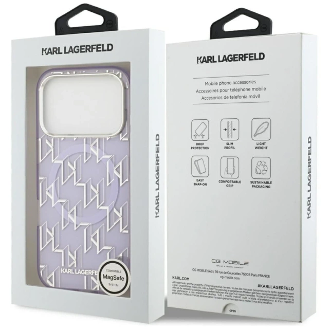 Etui Ochronne do iPhone 17 Pro Karl Lagerfeld IML KL Monogram MagSafe Fioletowy