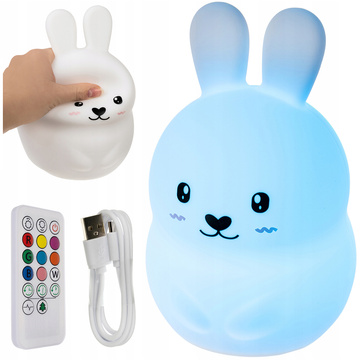 LED silikonová noční lampa pro děti 9 barev Lamp Bunny králík dálkové ovládání