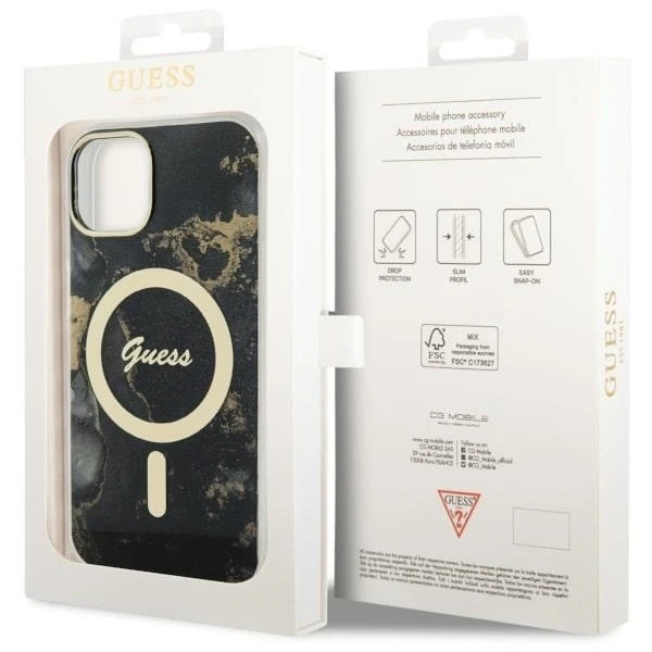 Чохол Etui Guess GUHMP14SHTMRSK для iPhone 14 6.1" Golden Marble MagSafe