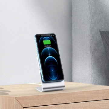 Choetech Magnetic Qi Wireless Charger 15W (MagSafe Compatible) White (T517-F) Stand Holder Silver