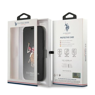 Pouzdro na knížkový telefon US Polo Embroidery Collection iPhone 12/12 Pro 6,1" černá/černá