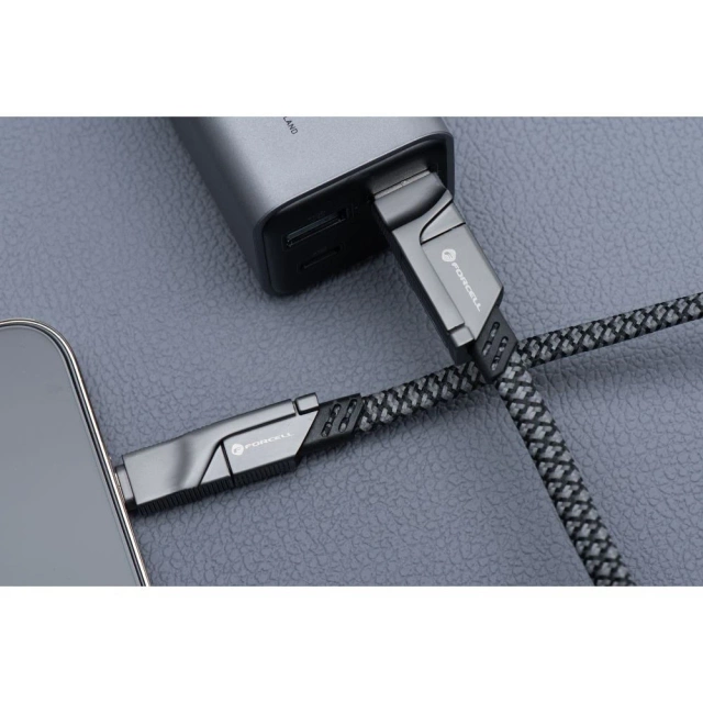 Kábel 4w1 Forcell USB-C USB-A Lightning 60W QC4.0 PD Laptop Nylon 1m