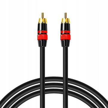 3m kabel RCA na RCA (Cinch) Kabel Premium Subwoofer MOZOS černé a červené pozlacené zástrčky