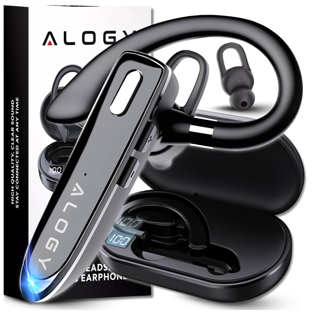 Bezdrôtový headset pre Bluetooth 4.0 hovory do auta headset s displejom V8 Black