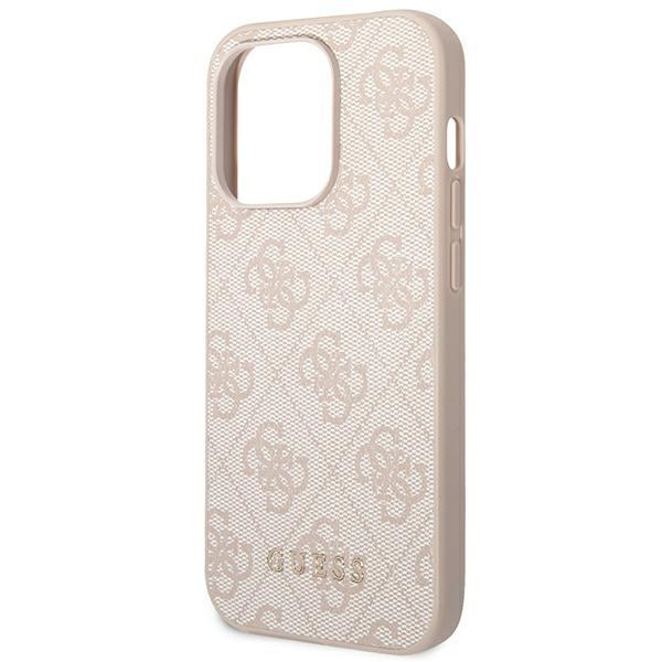 Etui Guess GUHCP14LG4GFPI pre Apple iPhone 14 Pro 6,1" ružové/ružové pevné puzdro 4G kovové zlaté logo
