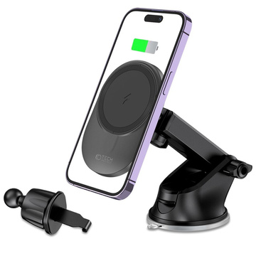 Uchwyt samochodowy Magnetic MagSafe Dashboard & Vent Wireless Charger 15W uchwyt do auta do telefonu na deskę rozdzielczą do kratki wentylacyjnej Czarny