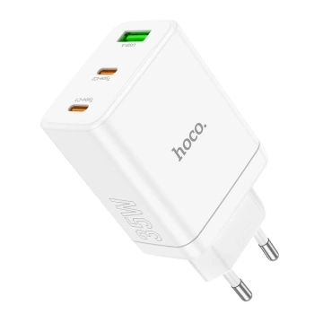 HOCO 2 x USB typ C USB A PD QC3.0 3A 35W nástenná nabíjačka biela
