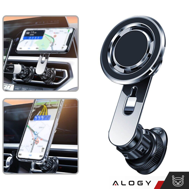 Автотримач MagSafe для iPhone 14 13 12 на решітку Alogy Airvent carholder Black